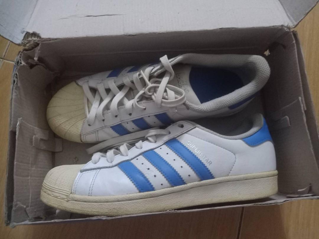 adidas superstar - blue stripes, Fesyen 