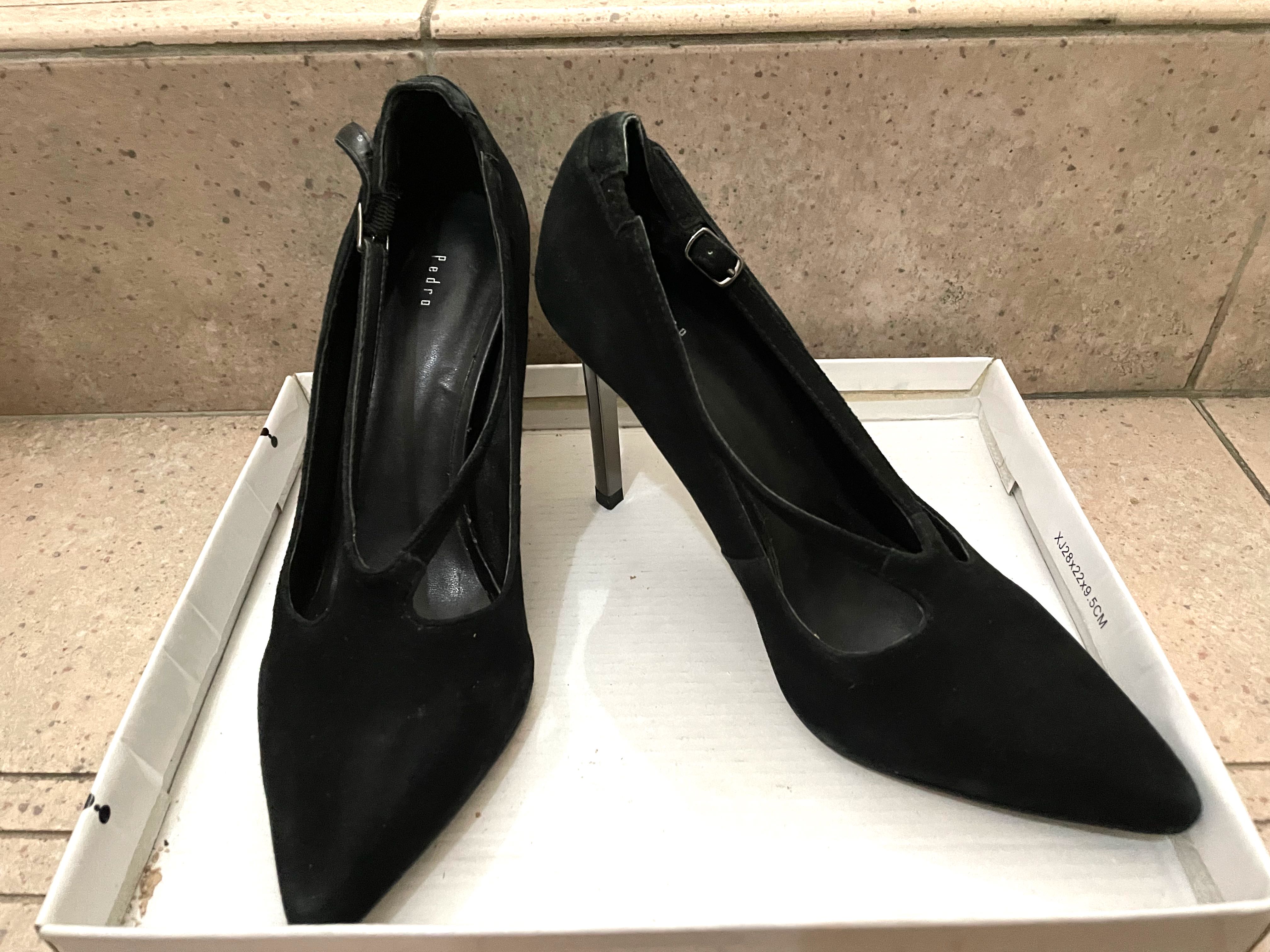 ALDO Black High Heels Black Pointed Toe Heels Black Closed Toe Heels Black Velvet Velour Heels Black Stiletto Black Office Heels Black Strappy Heels Black D D