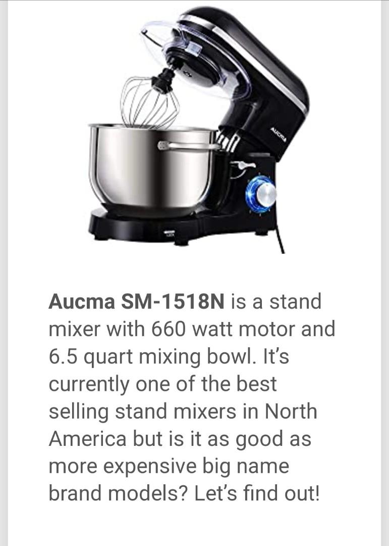 Aucma Stand Mixer 6.5-QT 6-Speed Food Stand Mixer w/ 4 Attachments SM-1518N