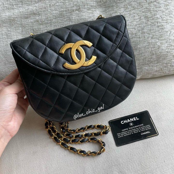 AUTHENTIC CHA NEL Big CC Half Moon Curved Flap Bag 24k Gold Hardware ❤️,  Luxury, Bags & Wallets on Carousell