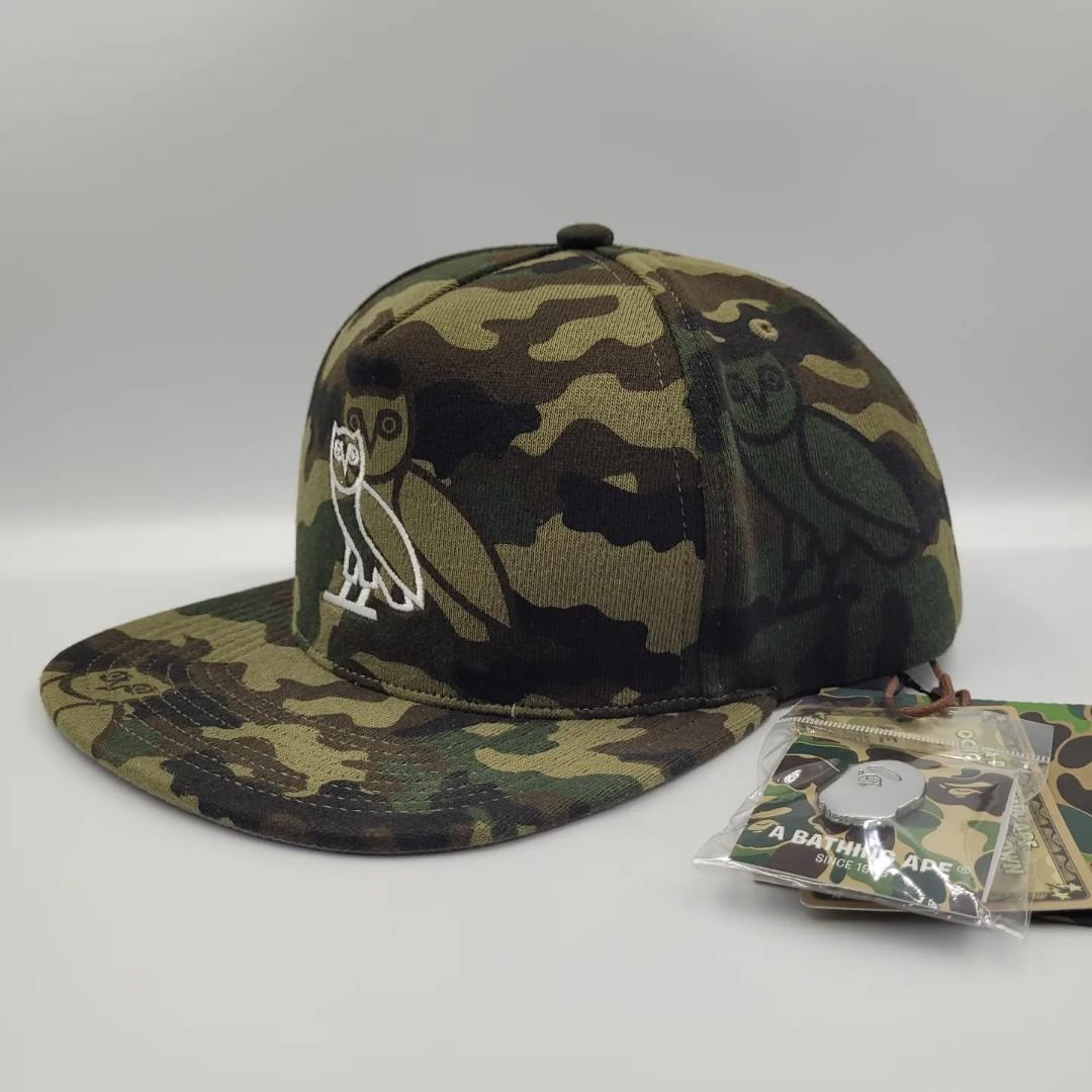 BAPE X OVO (OCTOBER VERY OWN) CAMO SNAPBACK CAP MADE IN JAPAN 