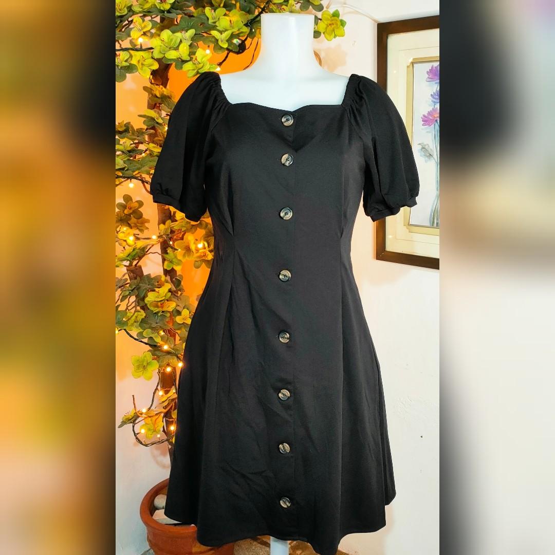 Puff sleeve button down dress shop