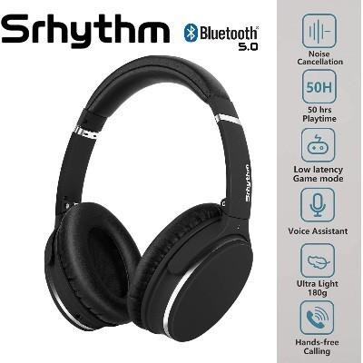 Srhythm NC25 Active Noise Cancelling Headphones Bluetooth 5.3,ANC Stereo  Headset Over-Ear with Hi-Fi,Mic,50H Playtime,Voice Assistant,Low Latency  Game