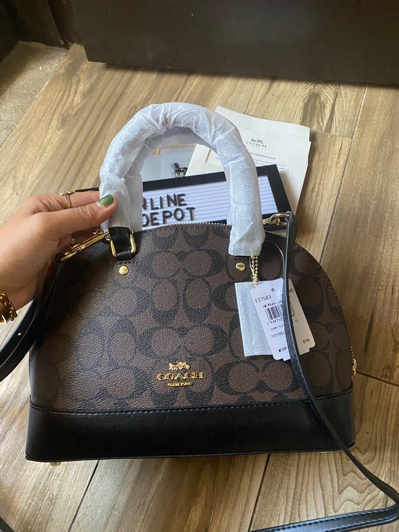 Original Coach Mini Sierra Satchel In Signature Canvas F27583 -  Brown/Black, Women's Fashion, Bags & Wallets, Cross-body Bags on Carousell