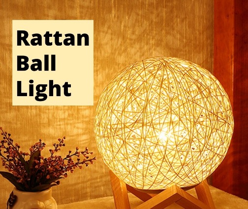 Rattan Night Light Romantic Warm Fantasy Table Desk Bedside LED Lamp Home Decor 