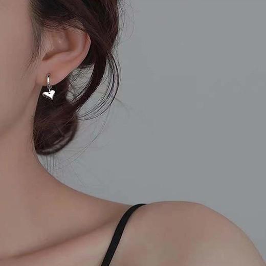 Cute Korean 2 pc silver heart earrings Women s Fashion Jewelry