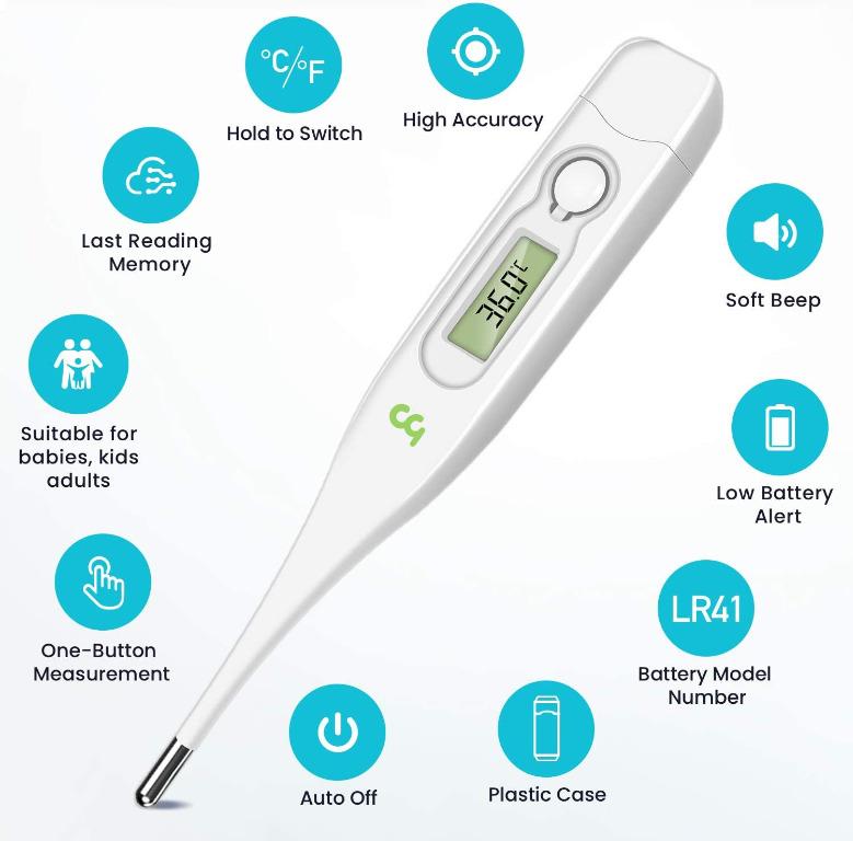 Digital Body Thermometer, Oral Underarm Rectal Temperature Thermometer