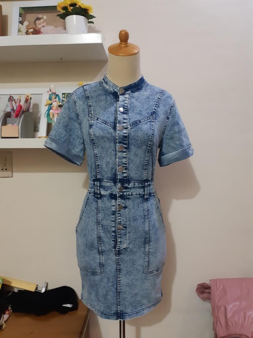 Dress denim jeans shein, Fesyen Wanita 