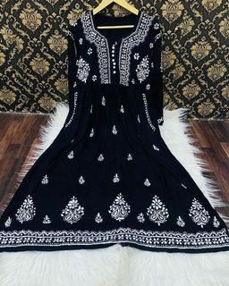 embroidered cotton gown kurti