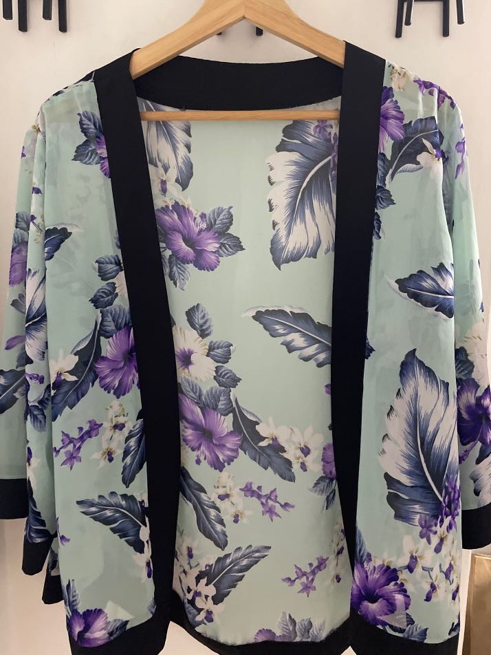 purple floral kimono cardigan