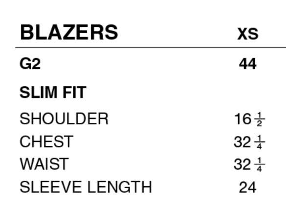 G2000 blazer size chart store