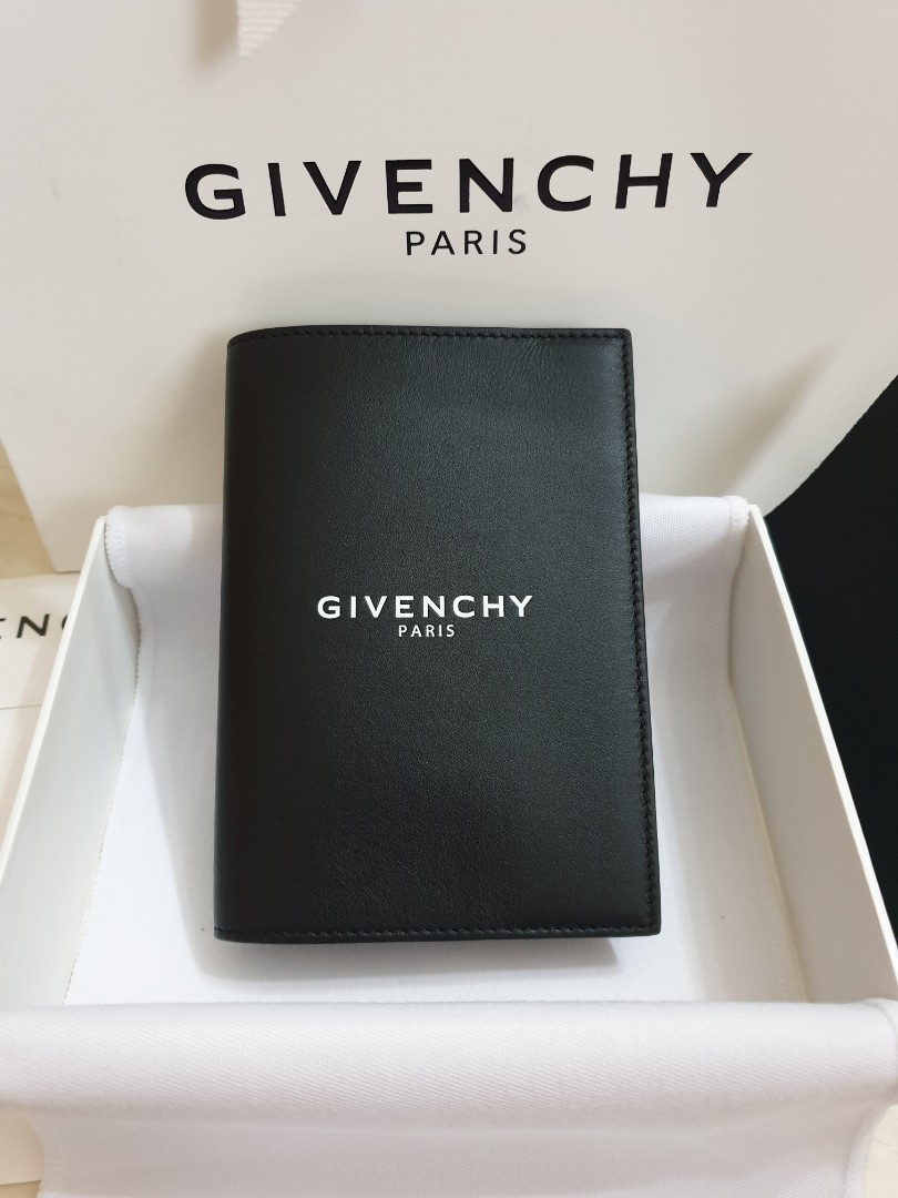 Givenchy Black Slim Soft Sleek Leather Passport Holder Case