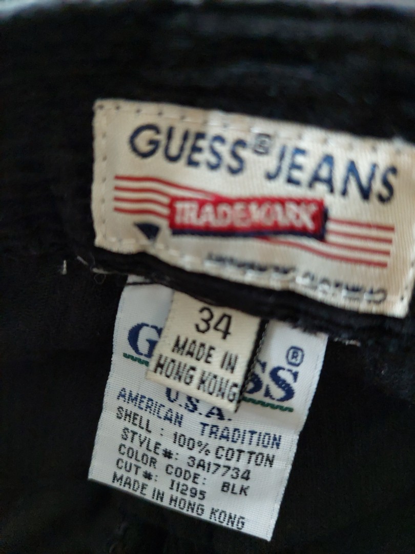 GUESS Size 34 Black Corduroy Jeans, Men 