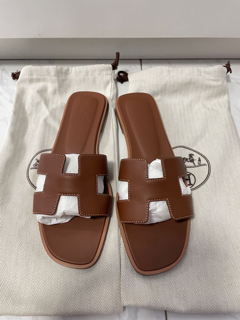 Brown hermes oran sandals Clearance