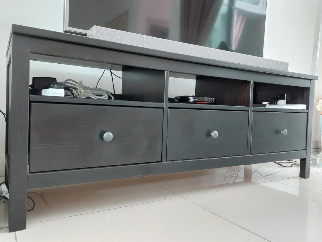 IKEA HEMNES TV bench, blackbrown 148x47x57 cm, Furniture & Home Living