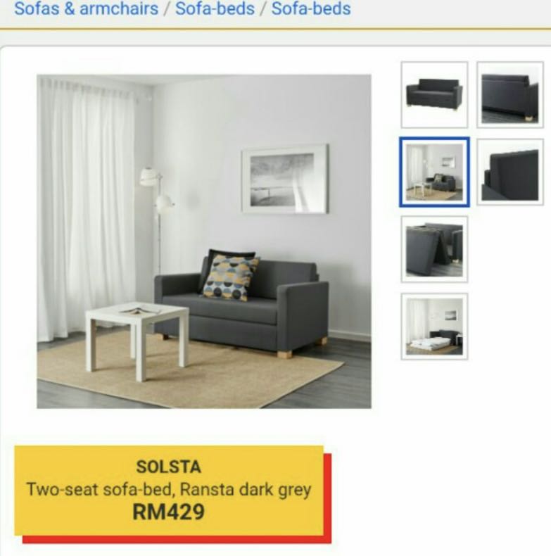 Ikea Solsta Sofa Bed, Furniture & Home Living, Furniture, Sofas on