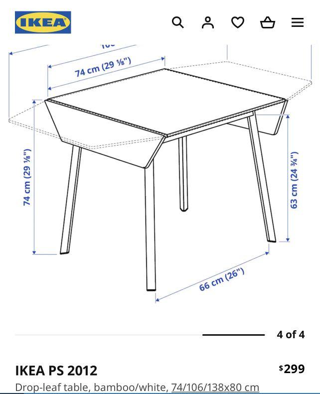 IKEA TableDropleaf table, bamboo/white, Furniture & Home Living