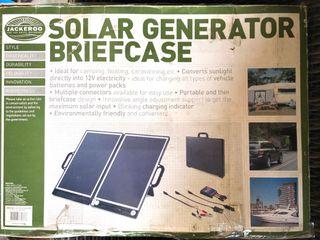 Imported Portable JACKEROO Briefcase Solar Generator Panel with Charge Regularor Peak Power Output=13 watt /17.50V. For Camping Fishing Outdoors Vacation  Travel Roadtrip Prepper Survival ok for Cellphone Laptop  Lights w crack on the glass