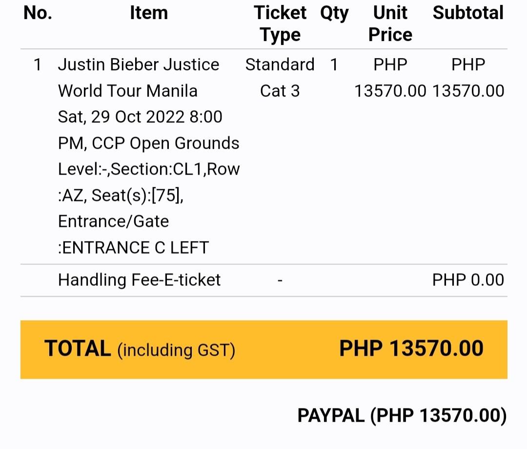 Justin Bieber Justice World Tour Ticket 1pc Tickets Vouchers justin-bieber-justice-world-tour-ticket-1pc-tickets-vouchers