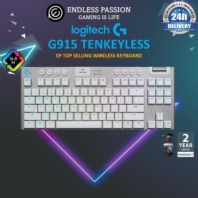 Logitech G915 Tenkeyless Low Profile Mechanical Gaming Keyboard White ...