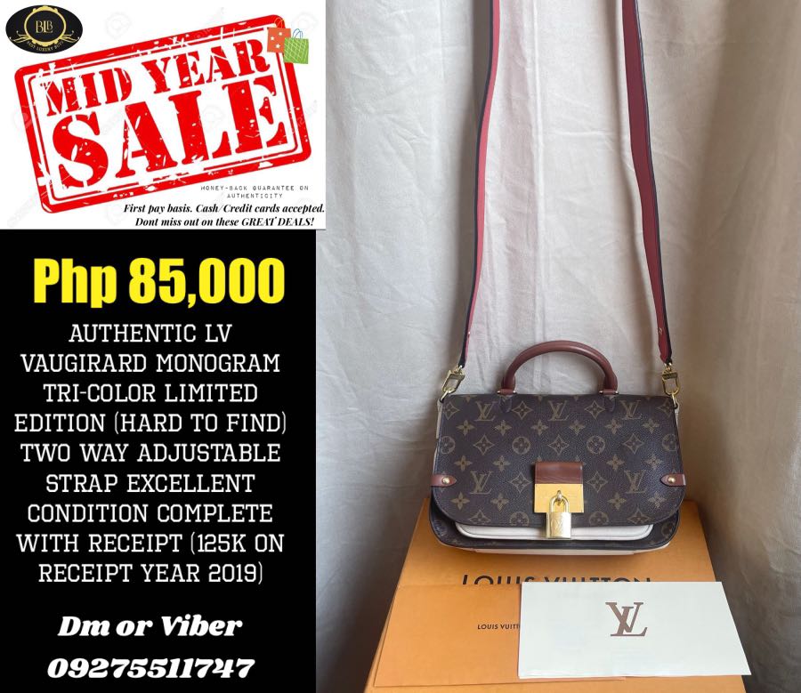 Midyear Sale! Onhand Authentic Original Louis Vuitton Lv Vaugirard Tricolor  Limited Edition Top Handle Two way Flap Discontinued Bag Complete  Inclusions with receipt, Luxury, Bags & Wallets on Carousell