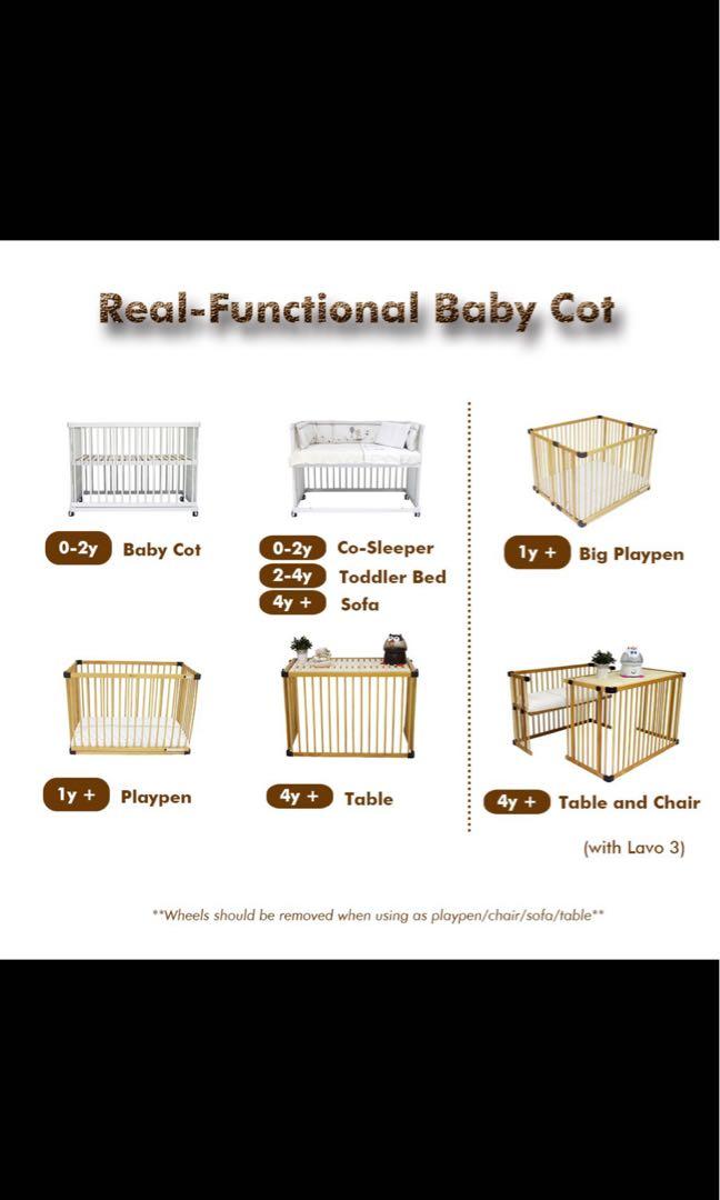 Multifunctional Baby Cot (Beblum Lavo 5) Full Set with Bedding and Mattress, Babies & Kids