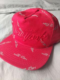 New Era 'City of New York' Script All-Over Pattern Red Golfer 9Fifty Snapback Cap