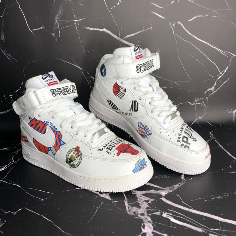 nike air force 1 mid supreme nba white
