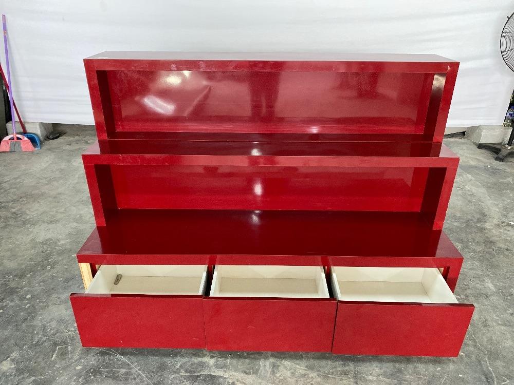 Open Display Cabinet With 3 Drawer Red Colour / Kabinet Paparan Buka ...