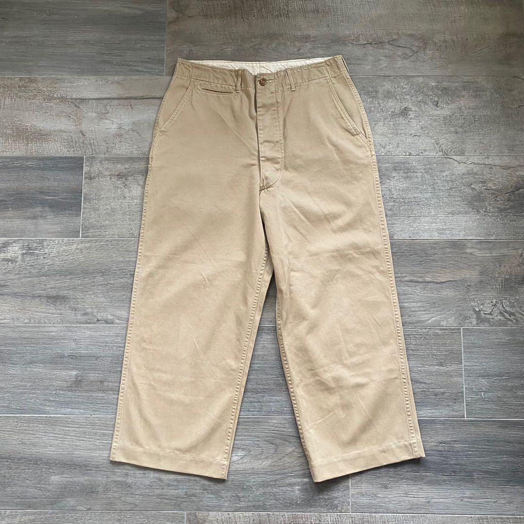 ORIGINAL WW2 1940s US ARMY MILITARY KHAKI CHINO TROUSERS PANTS