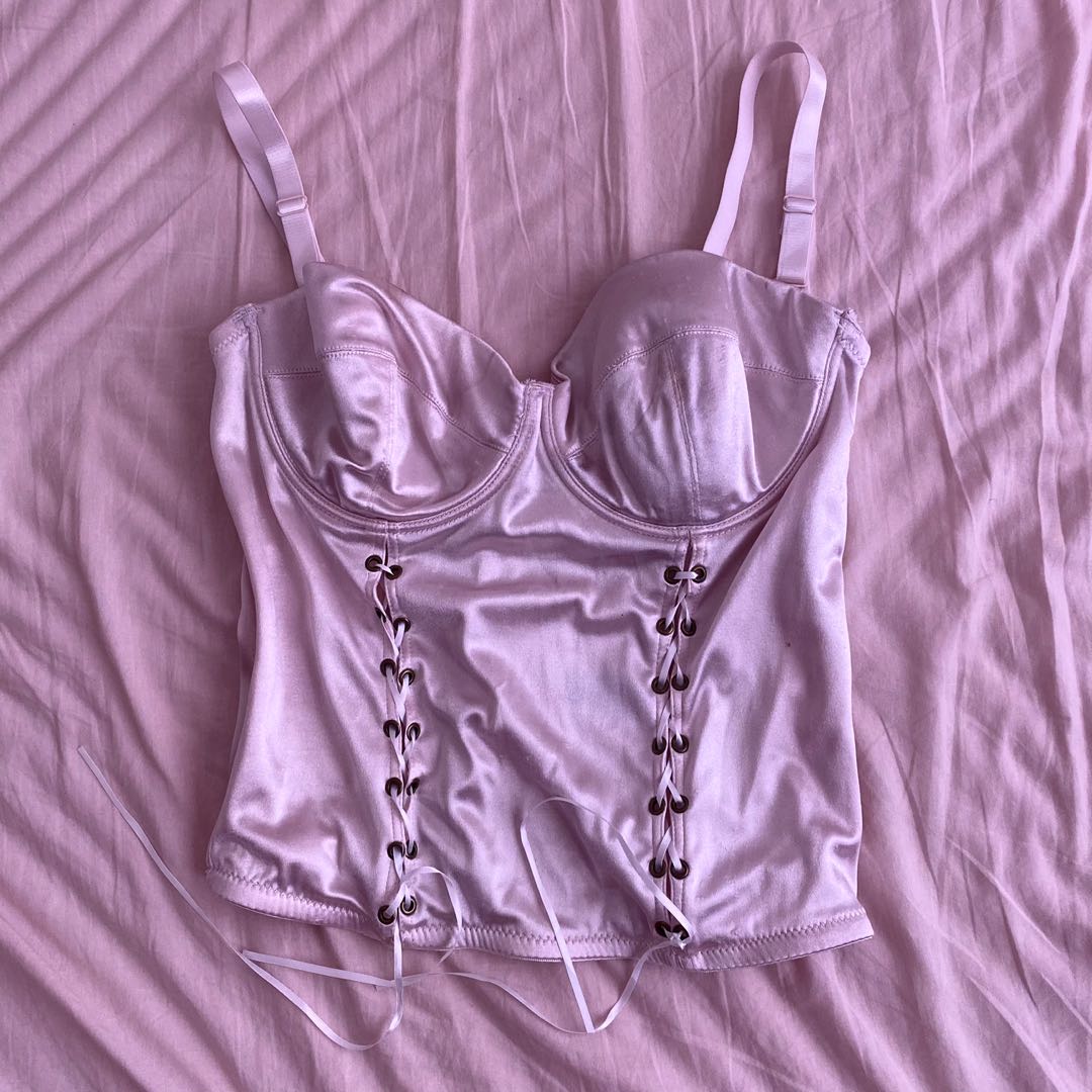 pink corset top, Women's Fashion, Tops, Sleeveless on Carousell