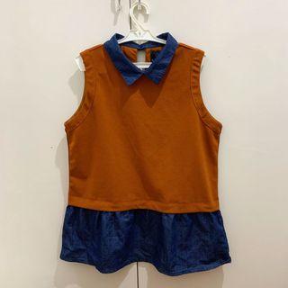 Plains & Prints Brown Collar Top