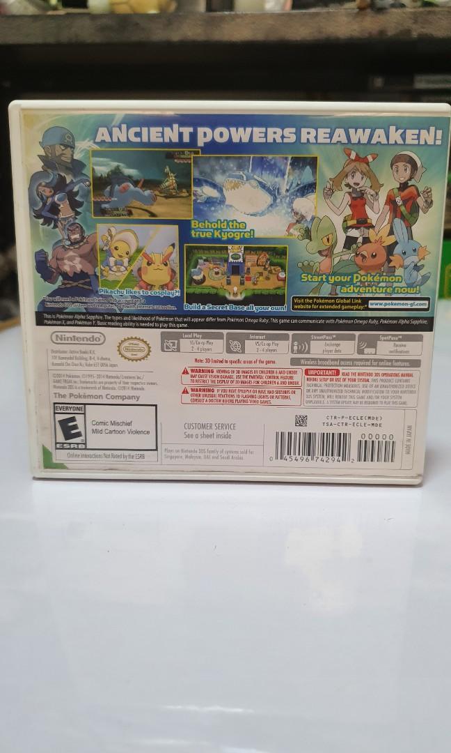 Pokemon Alpha Sapphire (Nintendo 3ds, USA) (Category: Nintendo) located in Quezon City. Submitted by itemsforadoption (Listing ID 1163548497, Image 2). Description: Rfs: Its 2022! Happy New Year. Now is a time to be joyous and declutter. And I'm doing just that this season. Pokemon Alpha Sapphire. This is CIB or complete in box(has manual, inserts, case and game). Runs well on my 3ds. Comes with rare limited edition Pikachu Libre Sticker. Ps: I h