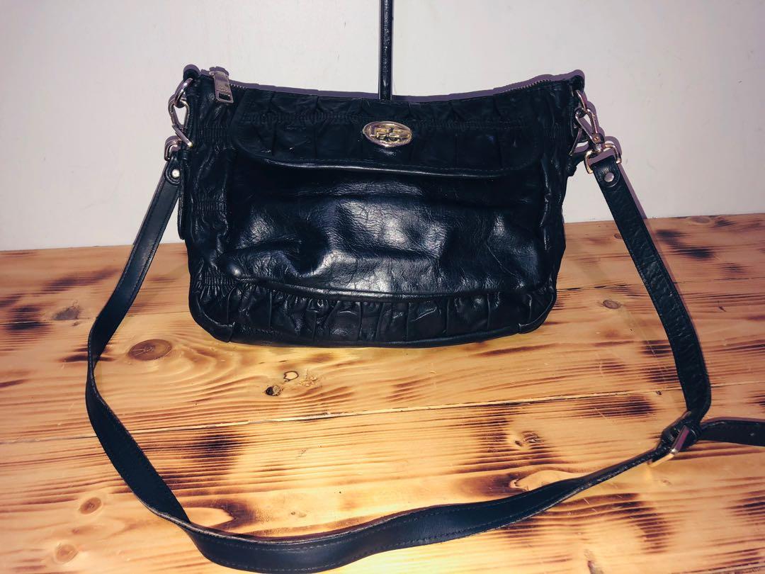 POLO FRANCO black leather crossbody sling bag Women s Fashion Bags Wallets Cross body Bags on Carousell