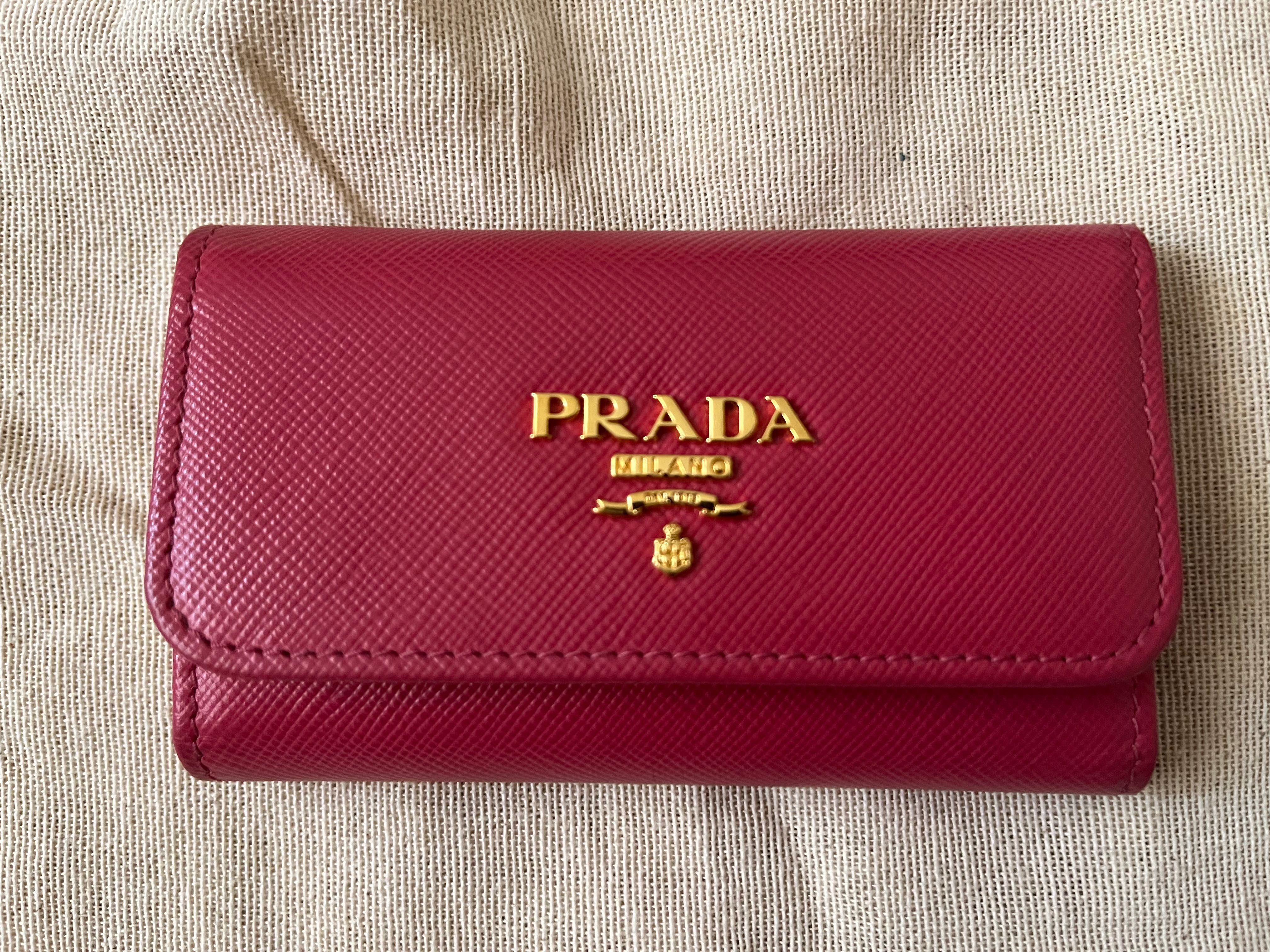 Prada Saffiano Key Holder Peony, Luxury 