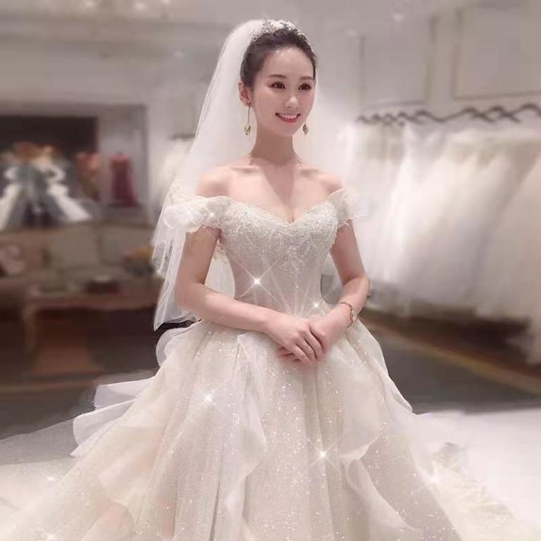 White glitter sale ball gown