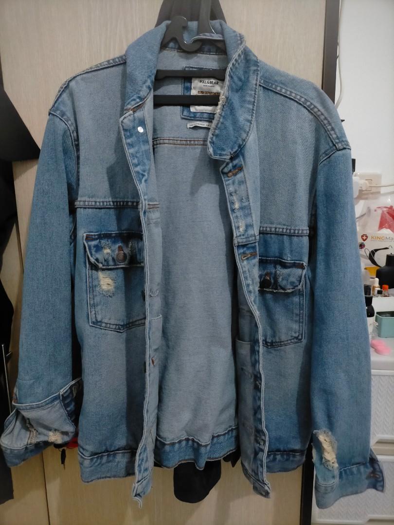 Pull \u0026 Bear Denim Jacket Size L, Fesyen 