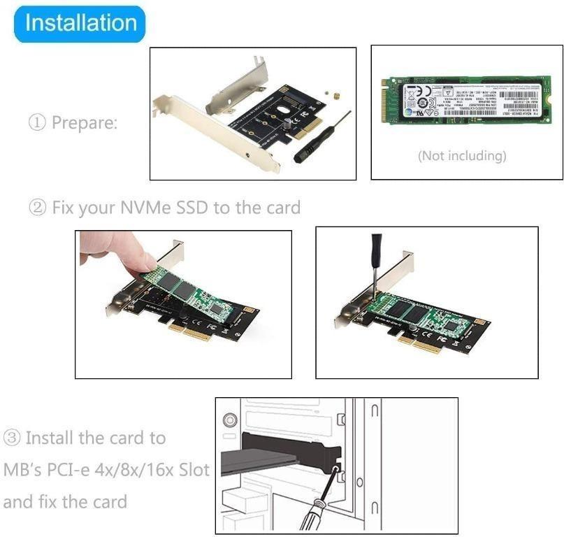 Riitop M2 Nvme Pcie Adapter Pci E Express X4 To M2 Nvme Card Converter Support M2 Pcie Ssd