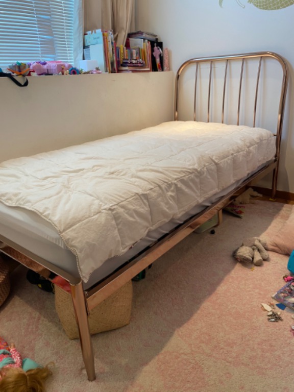 Rose Gold Single Bed Frame, Furniture & Home Living, Furniture, Bed