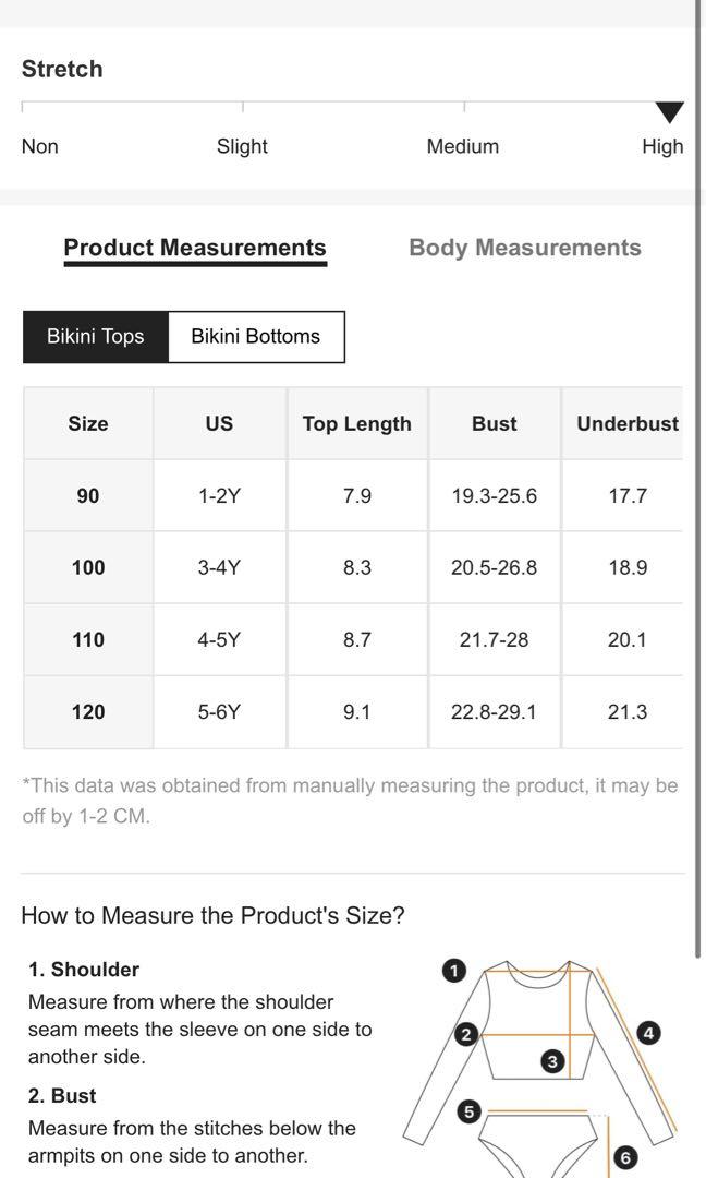Shein size chart for on sale kids