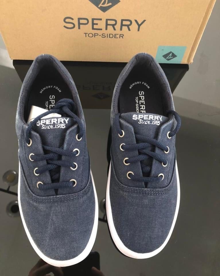 navy sperry sneakers