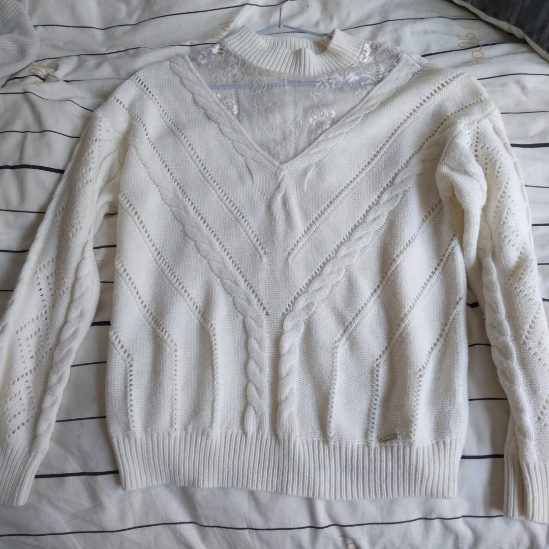 White crochet sweater 2025