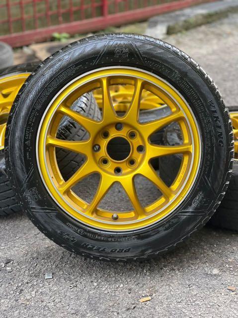 Work 15 inch sport rim Saga Flx tyre 70%, Auto Accessories on Carousell