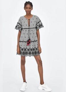 Zara Embroidery Dress with Tassel