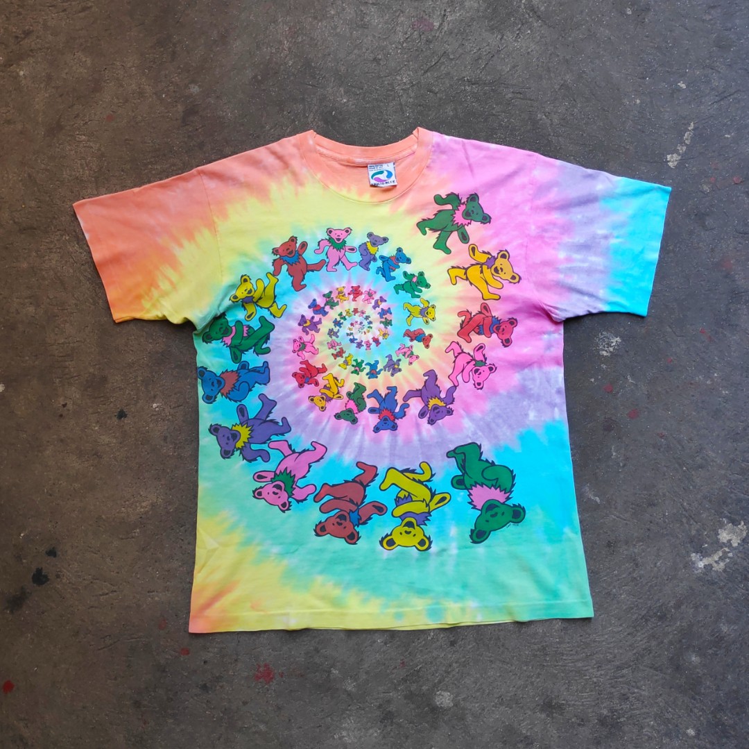 Silky Screens Grateful Dead Vintage Spiral Bears Tie-Dye T-Shirt Small