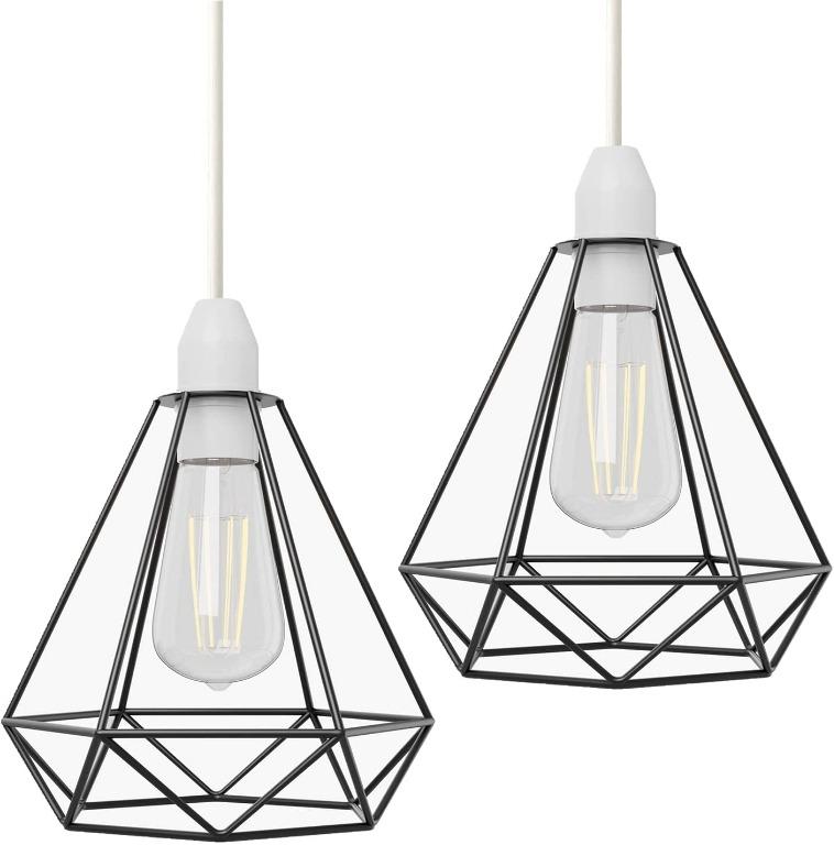 Modern Geometric Diamond Caged Ceiling Pendant Light Shade Easy Fit Lampshade 