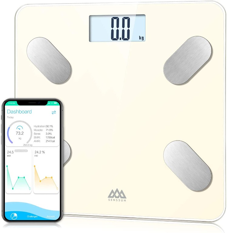 SENSSUN Bluetooth Body Fat Scale,Digital Body Weight Bathroom Scales Weighing 