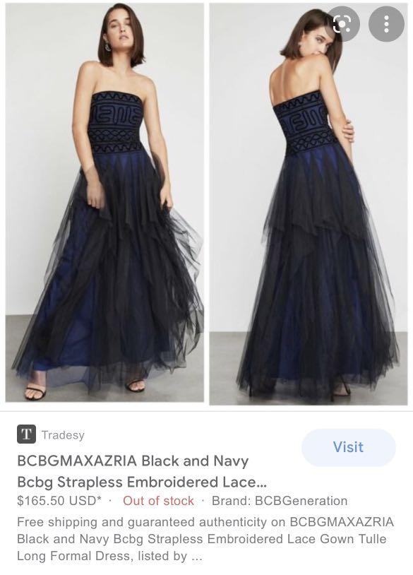 Bcbg strapless embroidered lace gown store