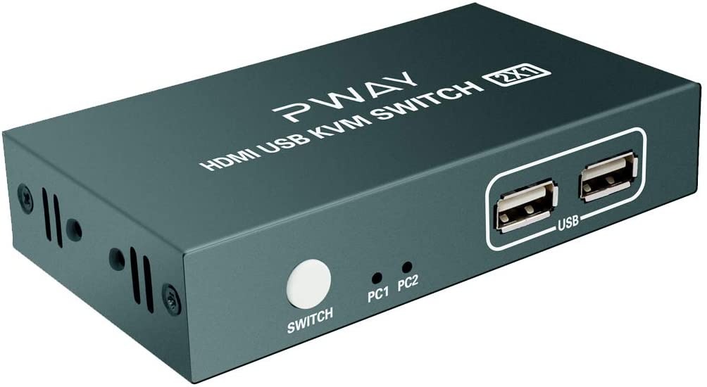 [BNIB] PWAY (PWSH0201B) 2X1 KVM Switch HDMI 4K*2K30Hz Port, USB KVM
