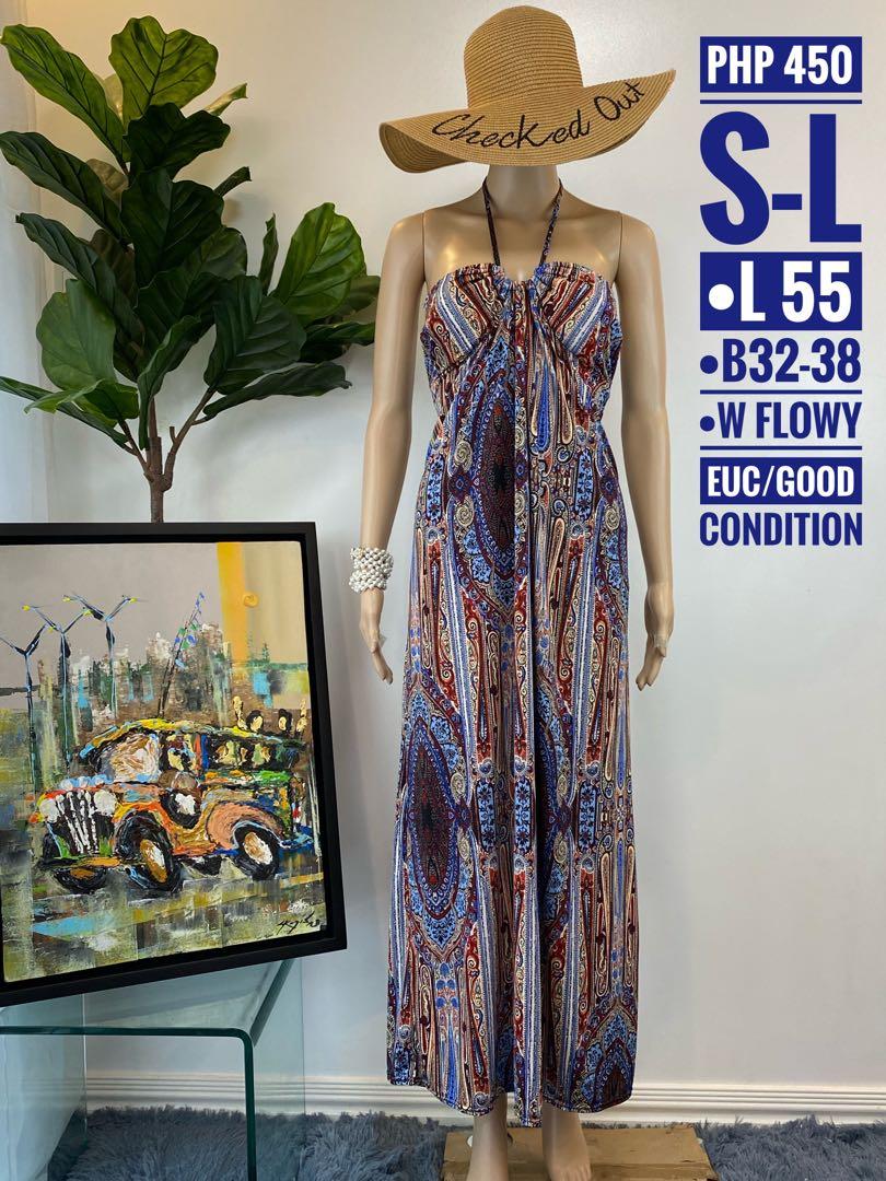 BOHO PRINT HALTER MAXI DRESS Women s Fashion Dresses Sets